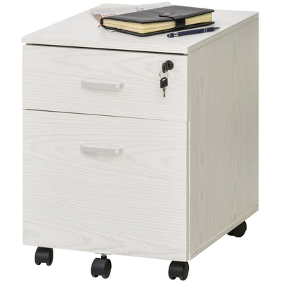 2-Drawer Locking Filing Cabinet, White Vinsetto