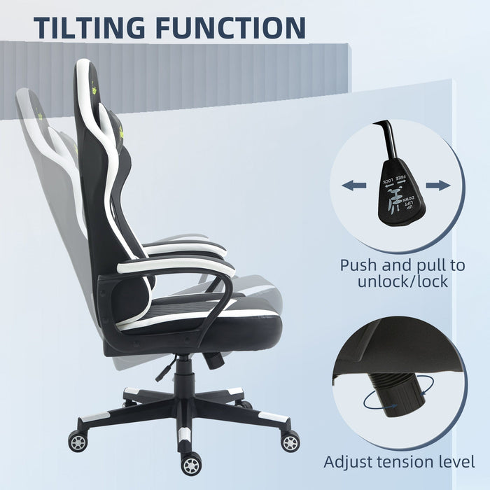 Racing Gaming Chair with Lumbar Support Black & White