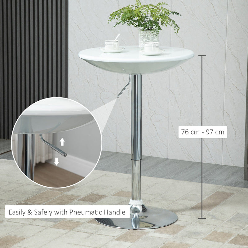 Modern White Round Bar Table With Adjustable Height