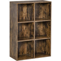Rustic Brown 6 Cube Bookcase Homcom