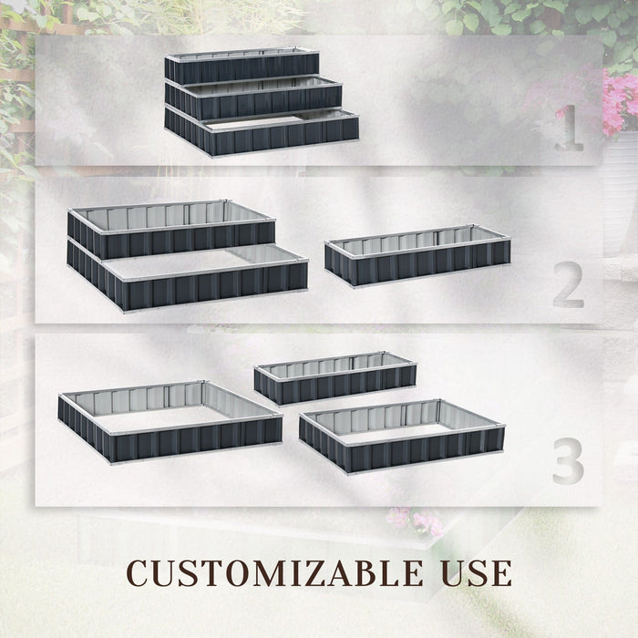 3 Tier Raised Metal Garden Bed, Grey