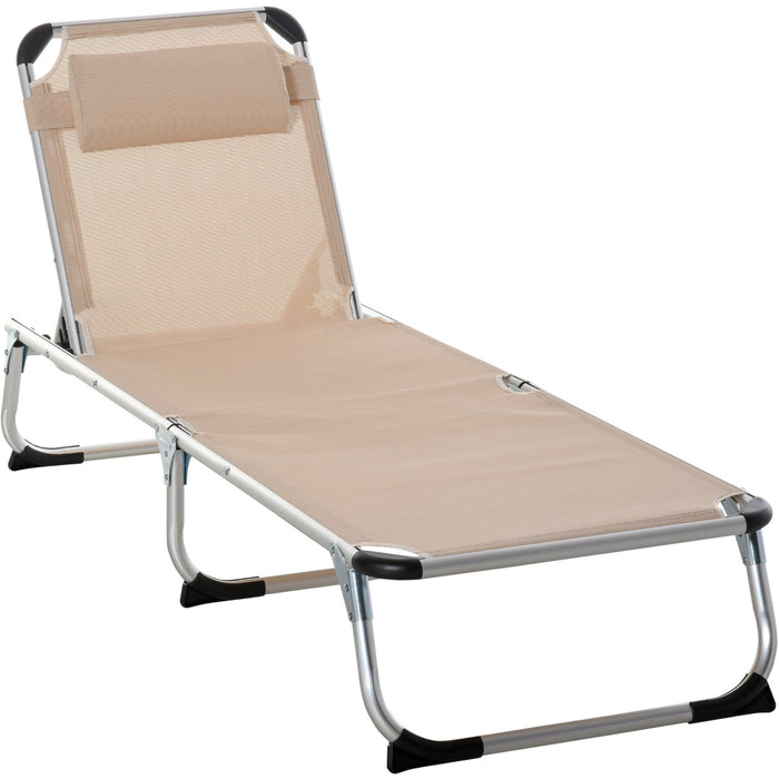 Foldable Sun Lounger, 5-Level Adjustable Back