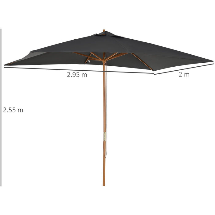 2x3m Wooden Garden Parasol