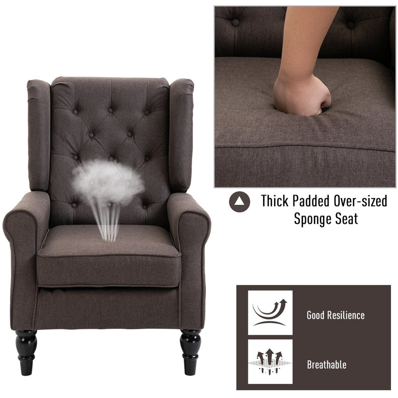 Brown Retro Wingback Accent Chair