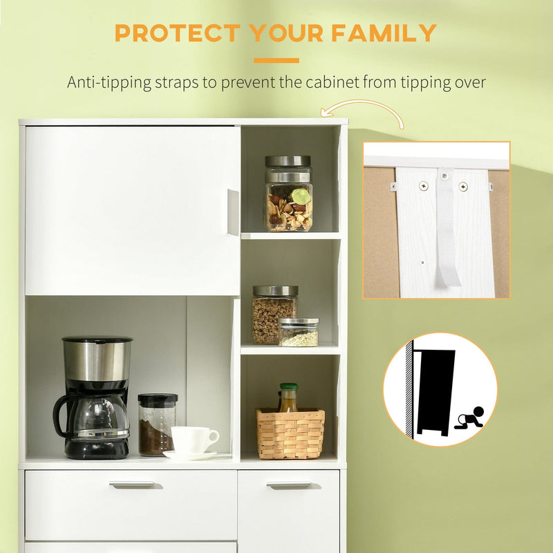 Modern Kitchen Cupboard, Shelves, Drawer, 166cm