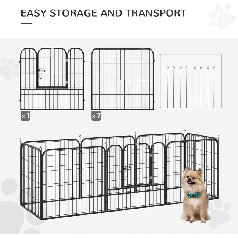 Heavy Duty Dog Play Pen, Foldable, Black Pawhut
