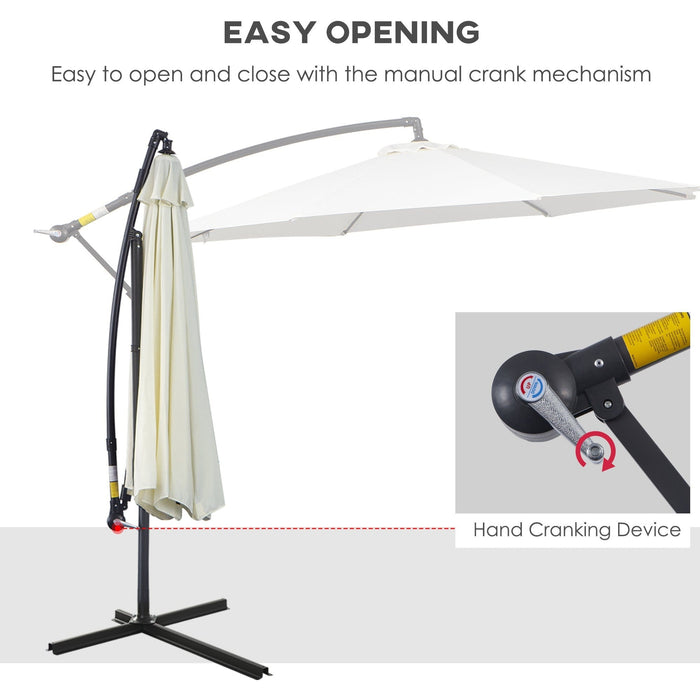 3m Banana Parasol, Crank Handle, 8 Ribs, Cross Base