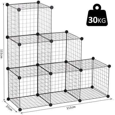 DIY 6 Cube Metal Rack, Black Homcom