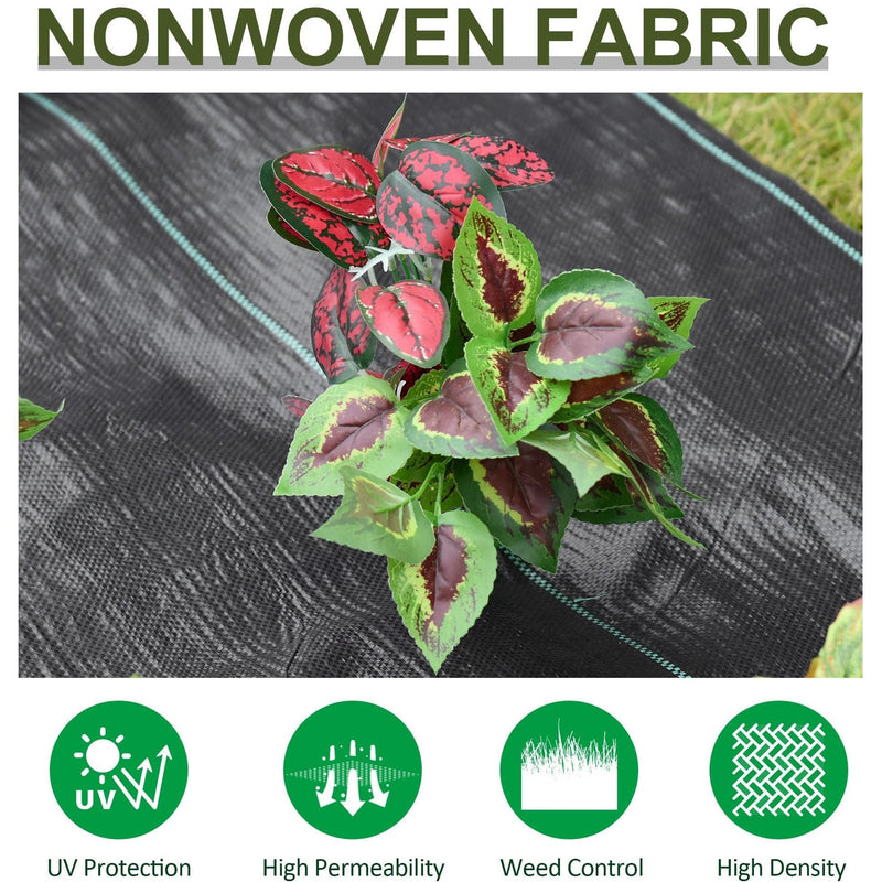 Landscaping Fabric, Heavy-Duty Weed Barrier, 2x50m