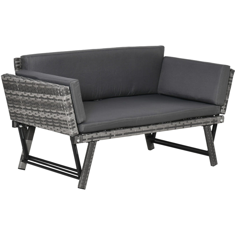 2 Seater Rattan Sofa Daybed Bench with Cushions