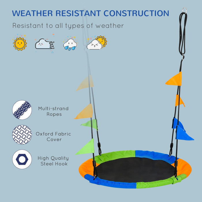 Saucer Tree Swing Set with Adjustable Rope, Steel Frame