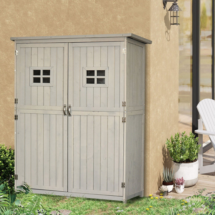 Wooden Garden Shed - Tool Storage, 2 Windows - 127x50x164cm