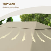Outsunny 3 x 4m Gazebo Canopy Replacement Cover, Gazebo Roof Replacement (TOP COVER ONLY), Khaki Outsunny