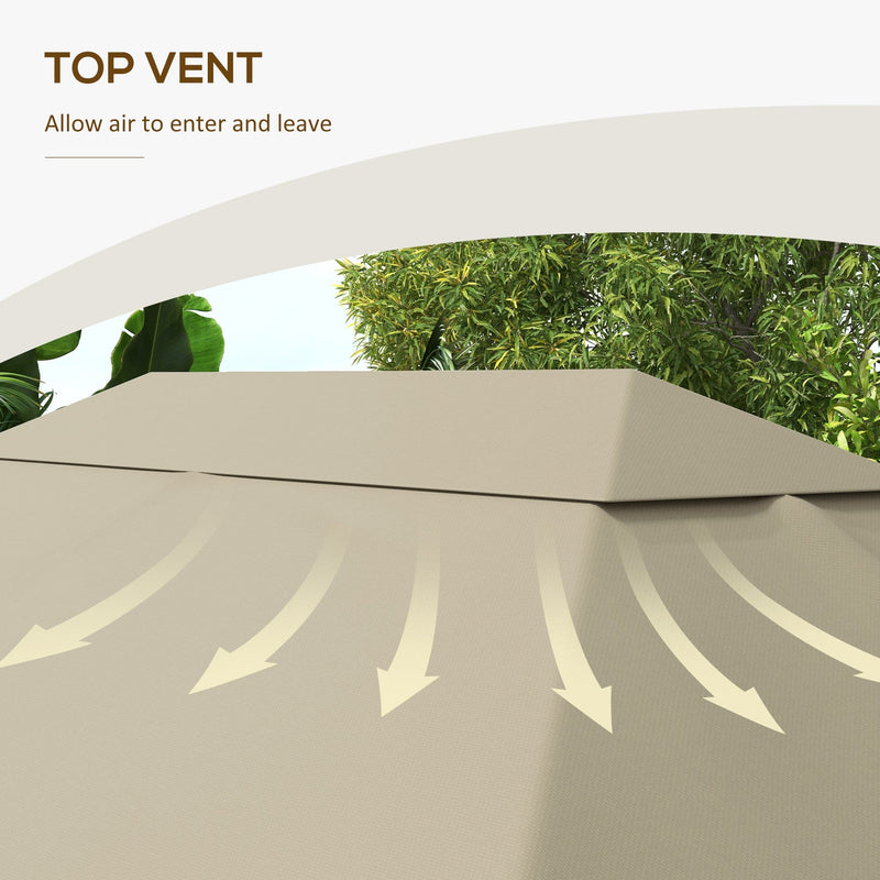 Outsunny 3 x 4m Gazebo Canopy Replacement Cover, Gazebo Roof Replacement (TOP COVER ONLY), Khaki Outsunny
