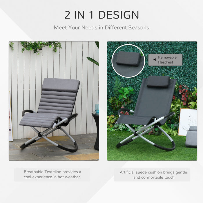 Black/Grey Orbital Folding Rocking Chair with Removable Mat