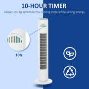 30" Tower Fan with Remote, Oscillation, 10h Timer, LED Light Homcom