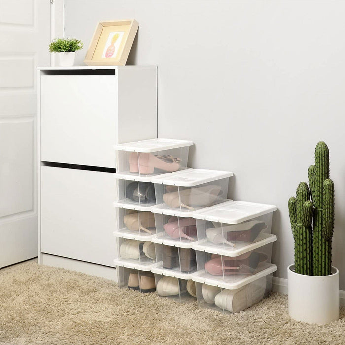 Set of 8 Versatile Plastic Storage Boxes With Lids, Clear