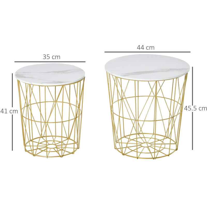 2pc Nesting Tables with Removable Tops, White