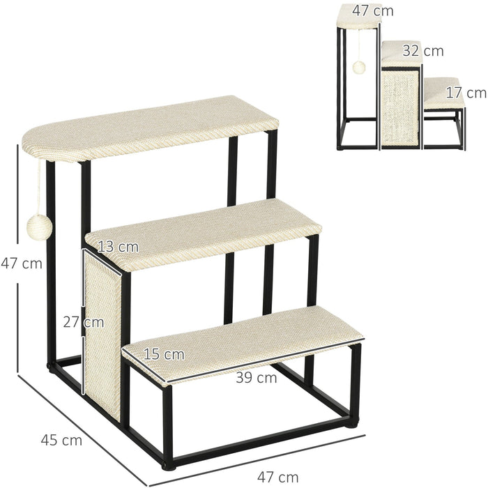 Cat Stairs With Scratching Board & Ball, Cream