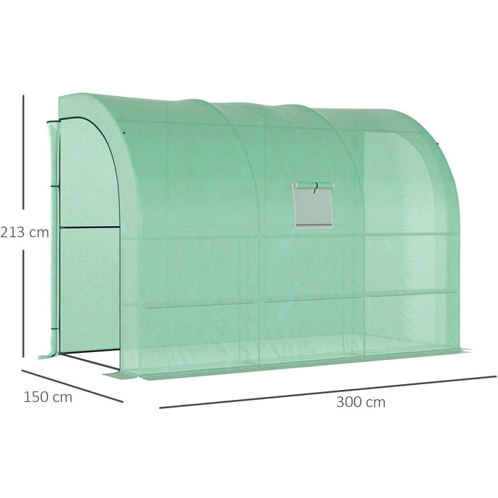 Lean to Greenhouse, 2 Tiers, Walk-In, 300 x 150 x 215cm