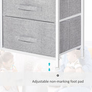 HOMCOM 5 Drawer Linen Basket Storage Unit Home Organisation w/ Shelf Handles Metal Frame Adjustable Feet Hallway Home Dresser Grey Homcom