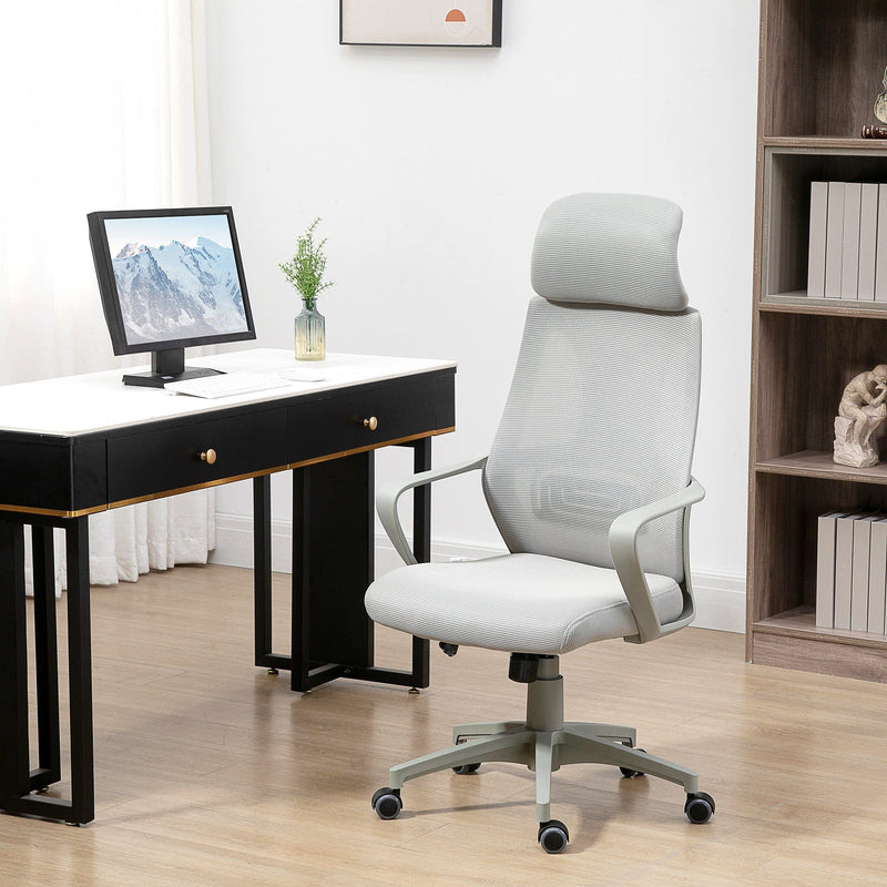 Swivel Office Chair With Wheels, Ergonomic Mesh Back