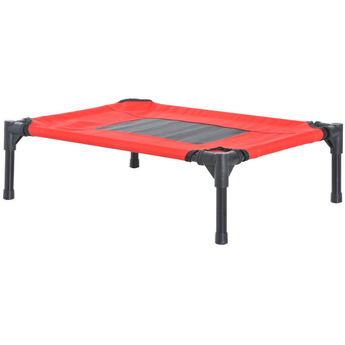 Elevated Camping Pet Bed, Metal Frame, Black/Red