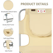 Outsunny Foldable Sun Lounger, Beach Chaise Lounge with Reading Hole, Arm Slots, 5-Position Adjustable Backrest, Side Pocket, Pillow for Patio, Beige Outsunny