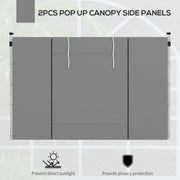 Outsunny Gazebo Side Panels, 2 Pack Sides Replacement, for 3x3(m) or 3x6m Pop Up Gazebo, with Windows and Doors, Light Grey Outsunny