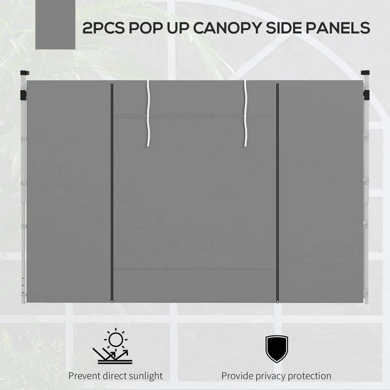 Outsunny Gazebo Side Panels, 2 Pack Sides Replacement, for 3x3(m) or 3x6m Pop Up Gazebo, with Windows and Doors, Light Grey Outsunny