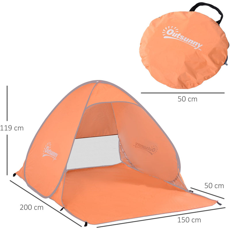 Pop Up Beach Shade for 2 People, Orange