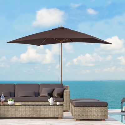 3m x 2m Wooden Garden Parasol - Coffee Outsunny