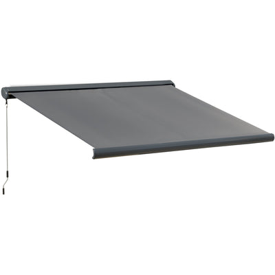 Electric Patio Awning, Remote Control, Grey Outsunny