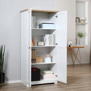 HOMCOM 172cm Wooden Storage Cabinet Cupboard With 2 Doors 4 Shelves White Pantry Closet Homcom