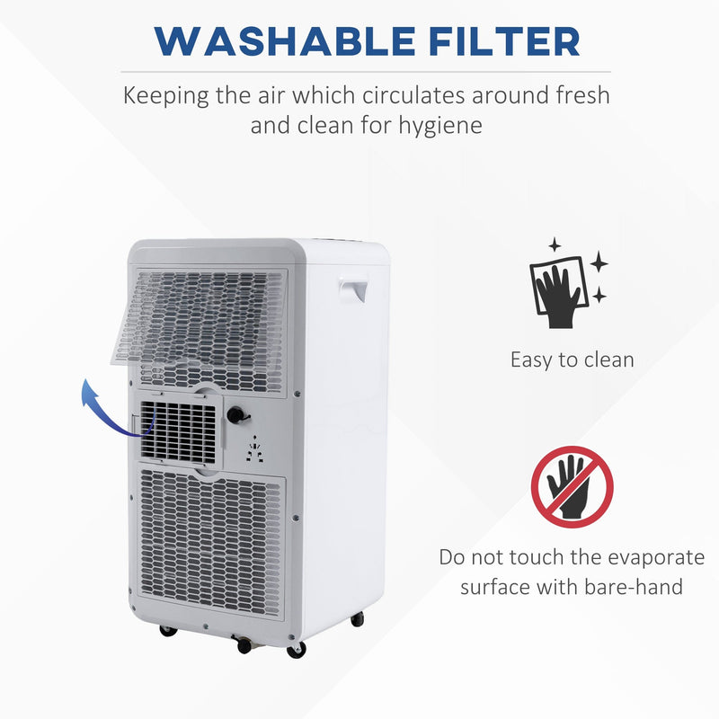 HOMCOM 10000 BTU Mobile Portable Air Conditioner Cooling Dehumidifying Ventilating Ac Unit w/ Remote Controller, LED Display, Timer, White Homcom