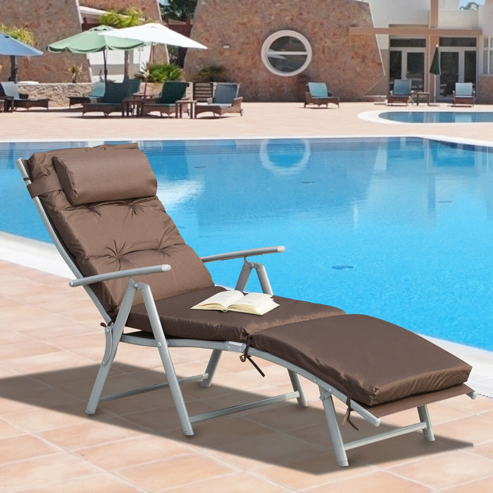 Patio Texteline Sun Lounger, Foldable, Pillow, Cushion