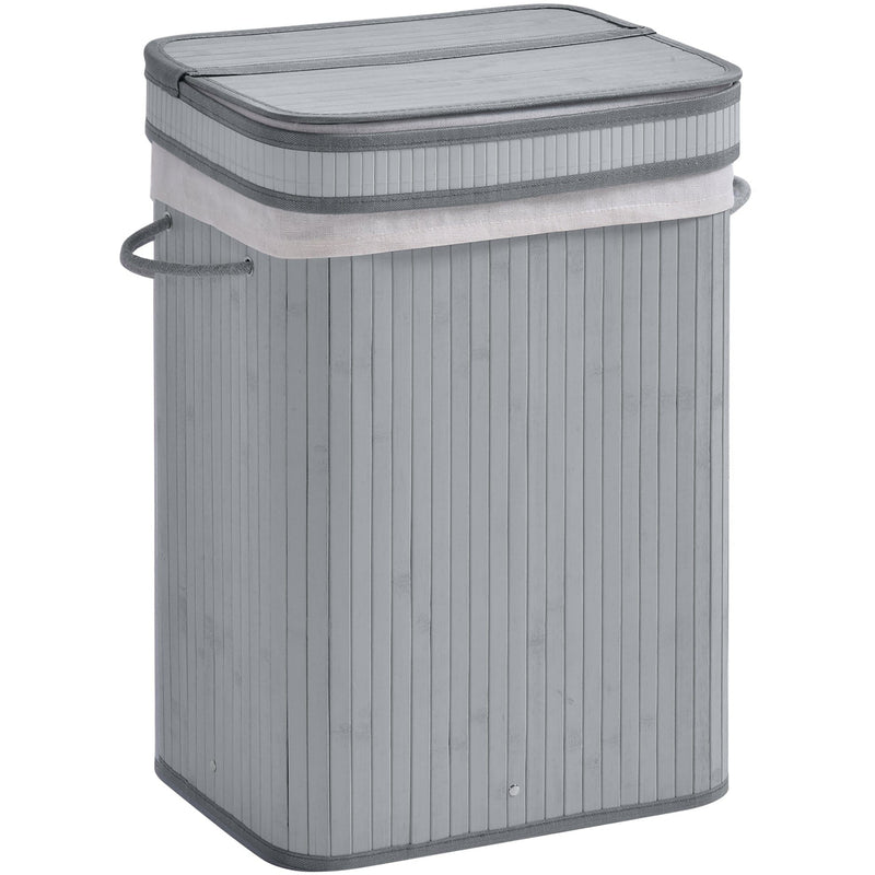 Foldable Laundry Basket, Grey Wood