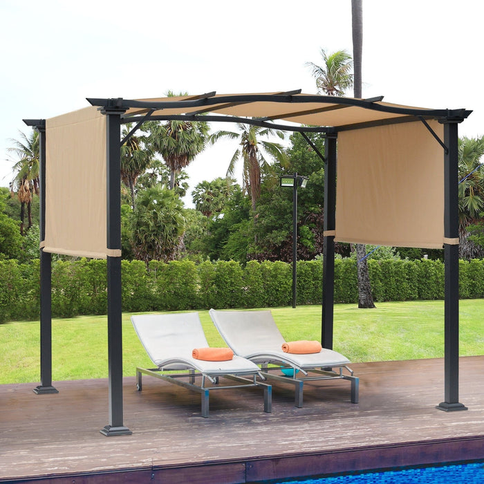 metal pergola with retractable roof