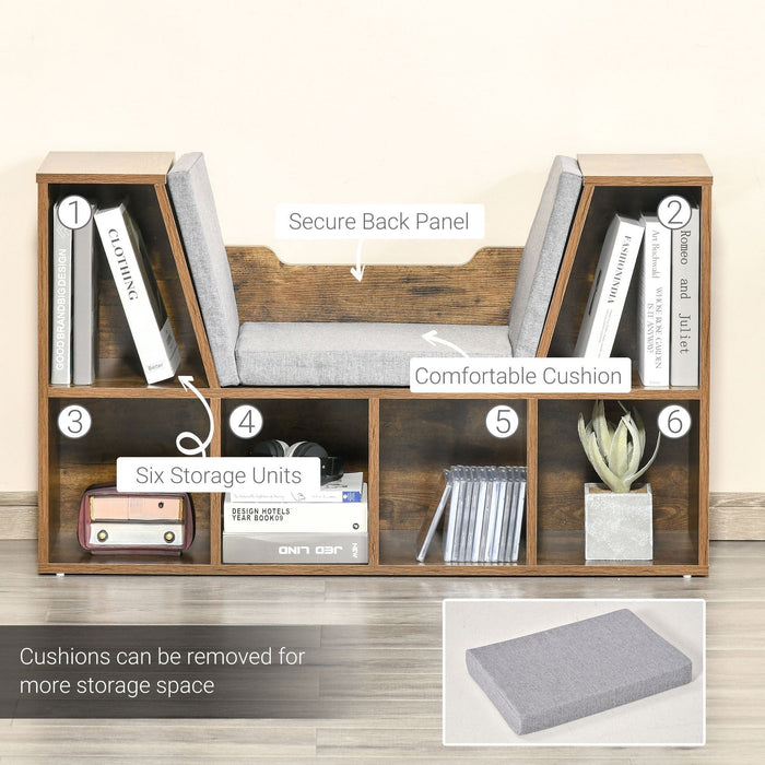 Bookcase With Seat, Storage Unit, 102W x 30D x 61H cm