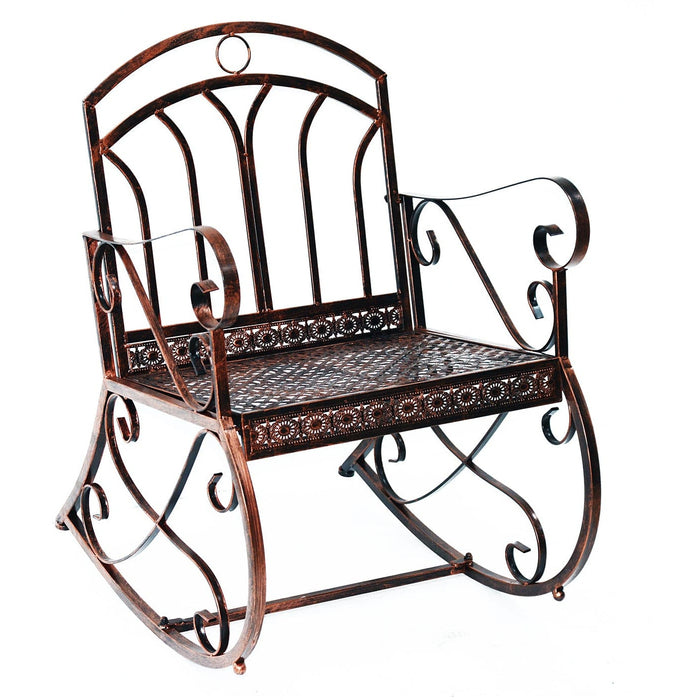 Vintage Bronze Metal Garden Rocking Chair