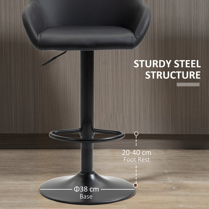 Swivel Barstools Set of 2, PU Leather, Steel Base