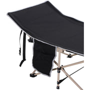 Outsunny Single Person Camping Folding Cot Outdoor Patio Portable Military Sleeping Bed Travel Guest Leisure Fishing with Side Pocket, Black Outsunny