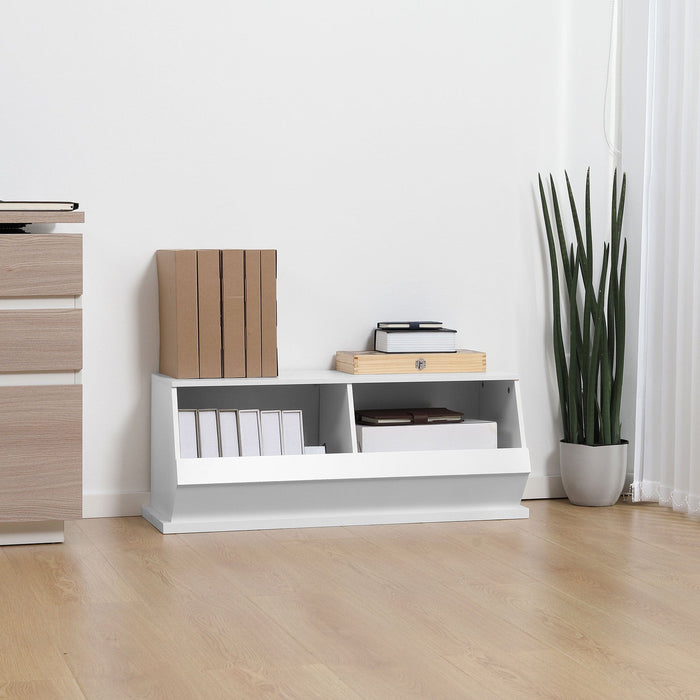 White 2-Cube Display Storage Cabinet