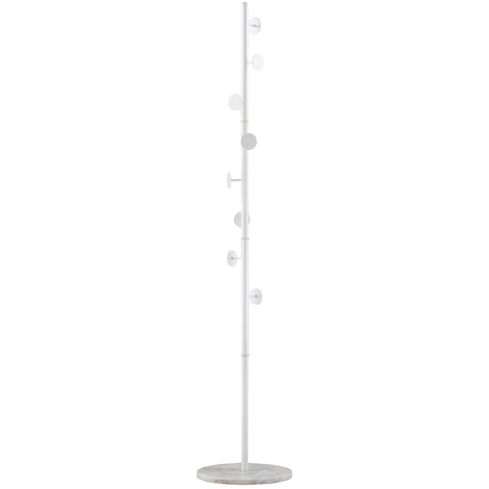 Free Standing Coat Rack, 8 Round Disc Hooks, Marble Base