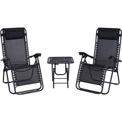 3pc Zero Gravity Chairs and Table Outsunny