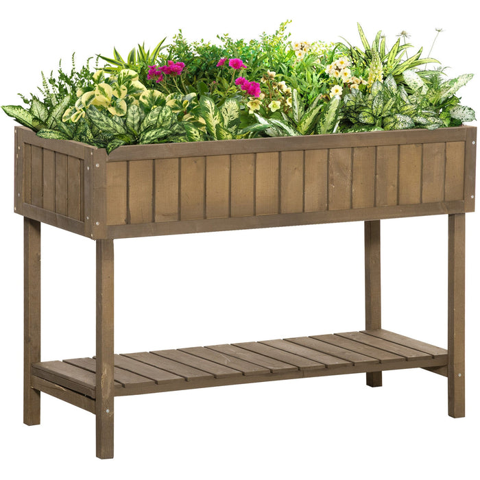 8-Box Raised Wooden Planter Box, 110x46x76 cm