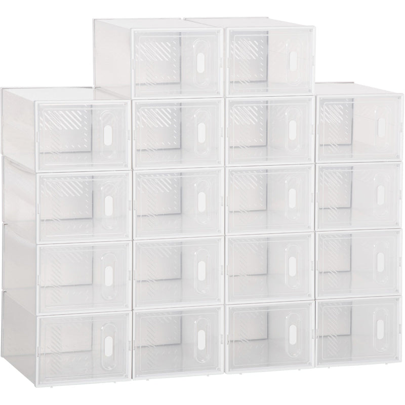 Portable Shoe Storage Cabinet, Clear/White