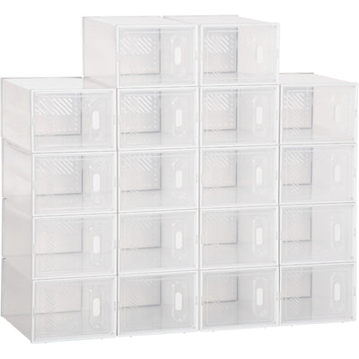 Portable Shoe Storage Cabinet, Clear/White Homcom