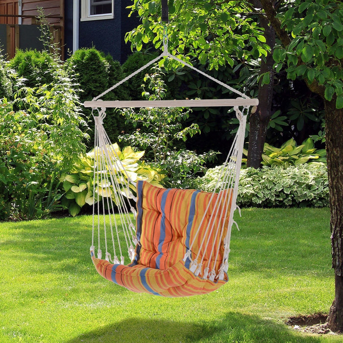 Outdoor Cushioned Hammock Chair, Wooden, Cotton Cloth