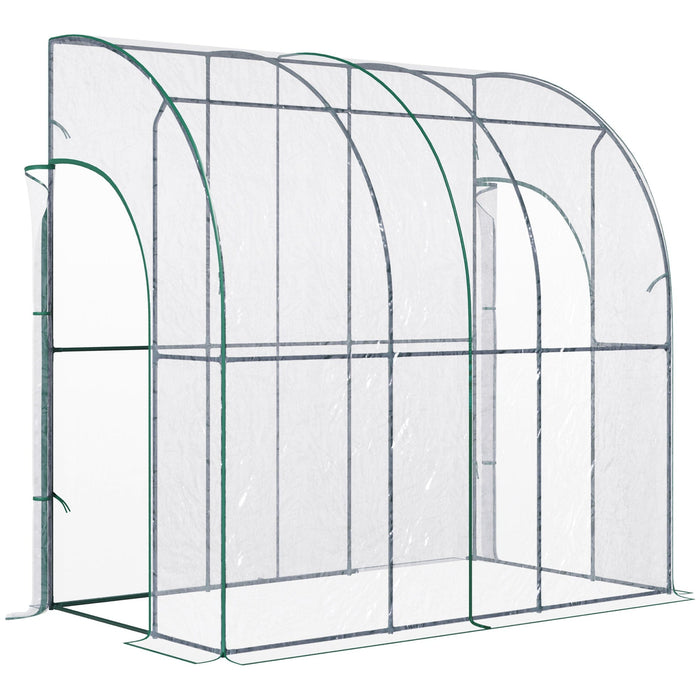 Lean to Greenhouse, PVC Cover, Zip Door, 214x118x212 cm